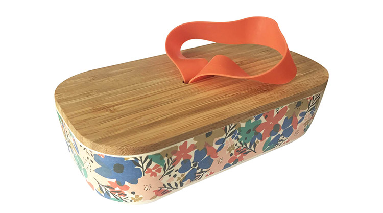 Eco Bamboo Bento Box With Inserted Silicone Strap