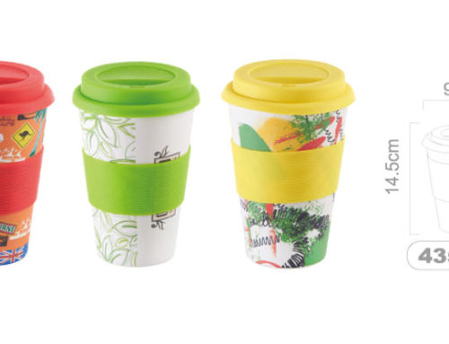 435ML Bamboo Fiber Cool Coffee Mugs With Silicon Lid
