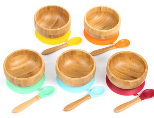 Bamboo Suction Baby Feeding Bowl With Spoon