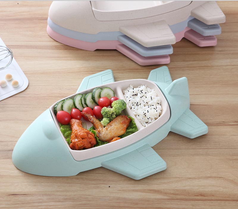 Bamboo Fiber Airplane Kids Plate For Children