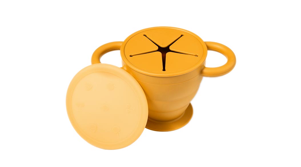 Silicone snack container with handles