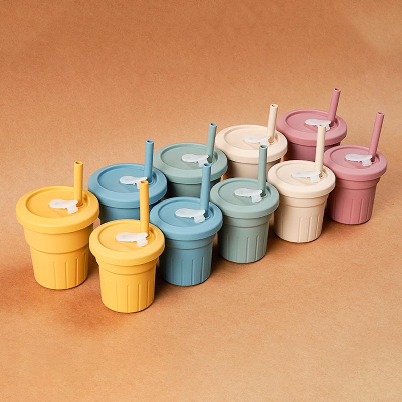 healthy silicone sippy cup with straw
