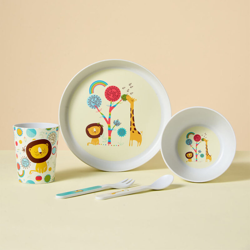 5pcs Plastic dinnerware with print