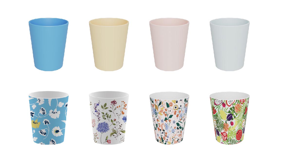 Custom Printed Plastic Cups with print and in solid colors