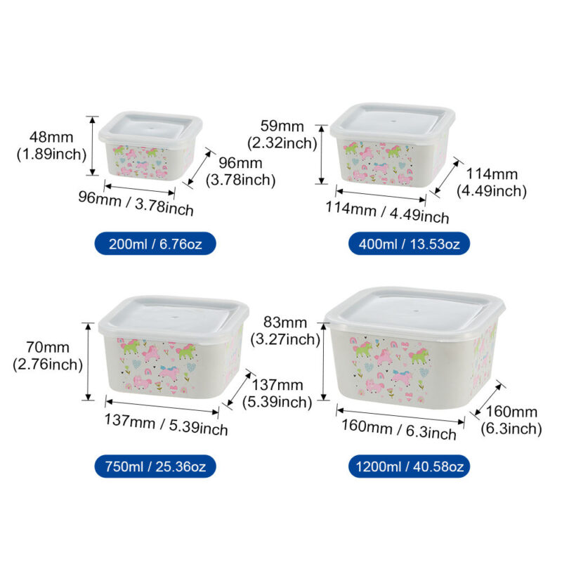 sizes of the RPET containers