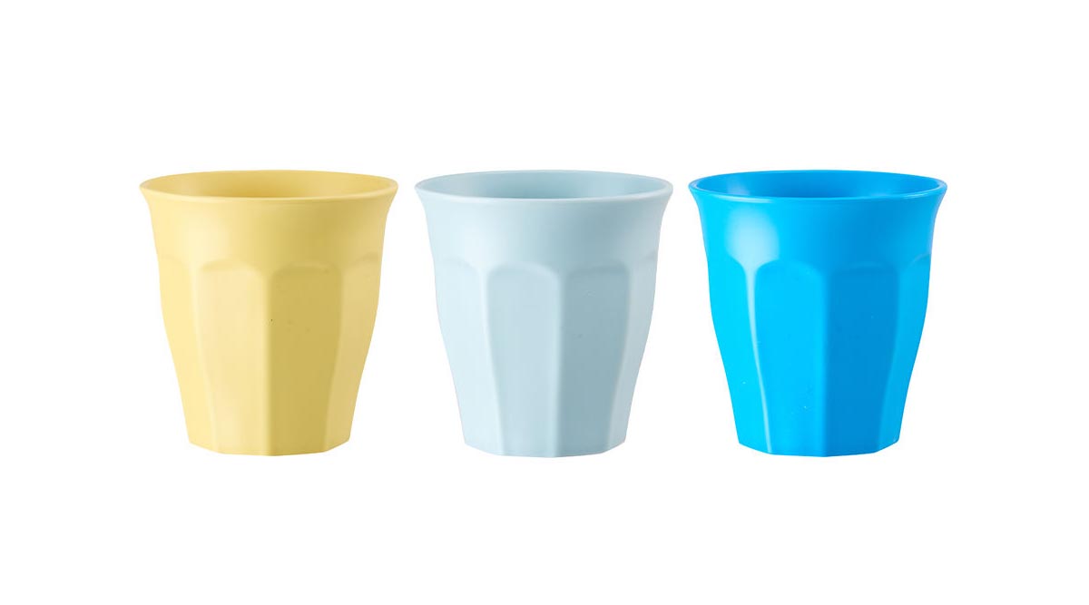 recycled plastic cup in different solid colors