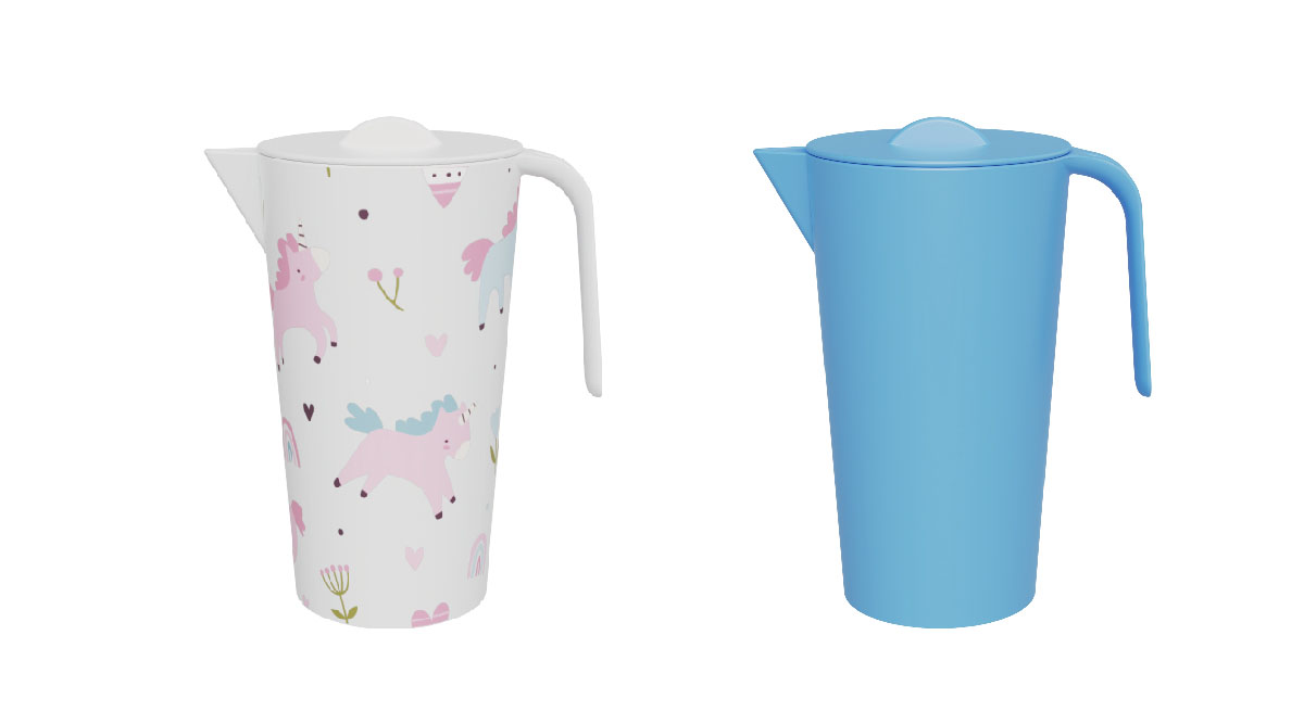 plastic jug with print on jug