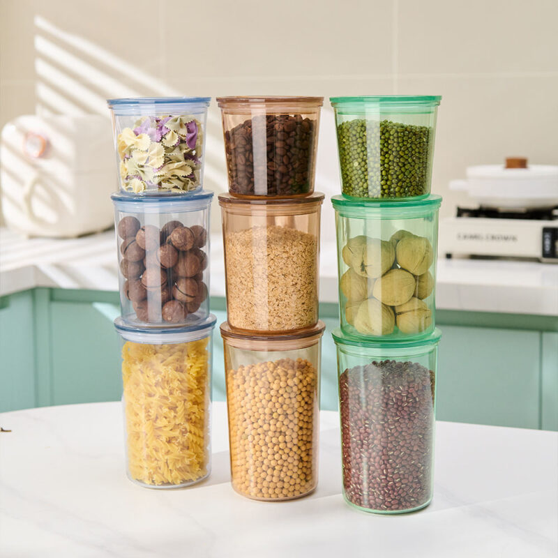 transparent airtight storage canister with the cereal inside