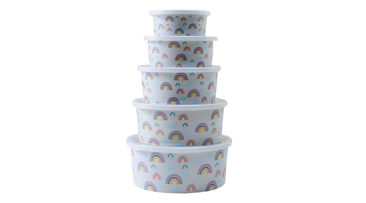 5pcs recycled plastic food storage containers with lids with customized print