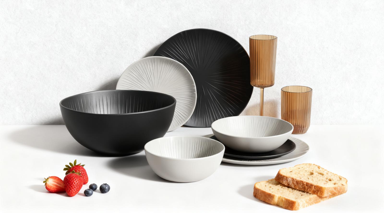 one set of plastic tableware on the table