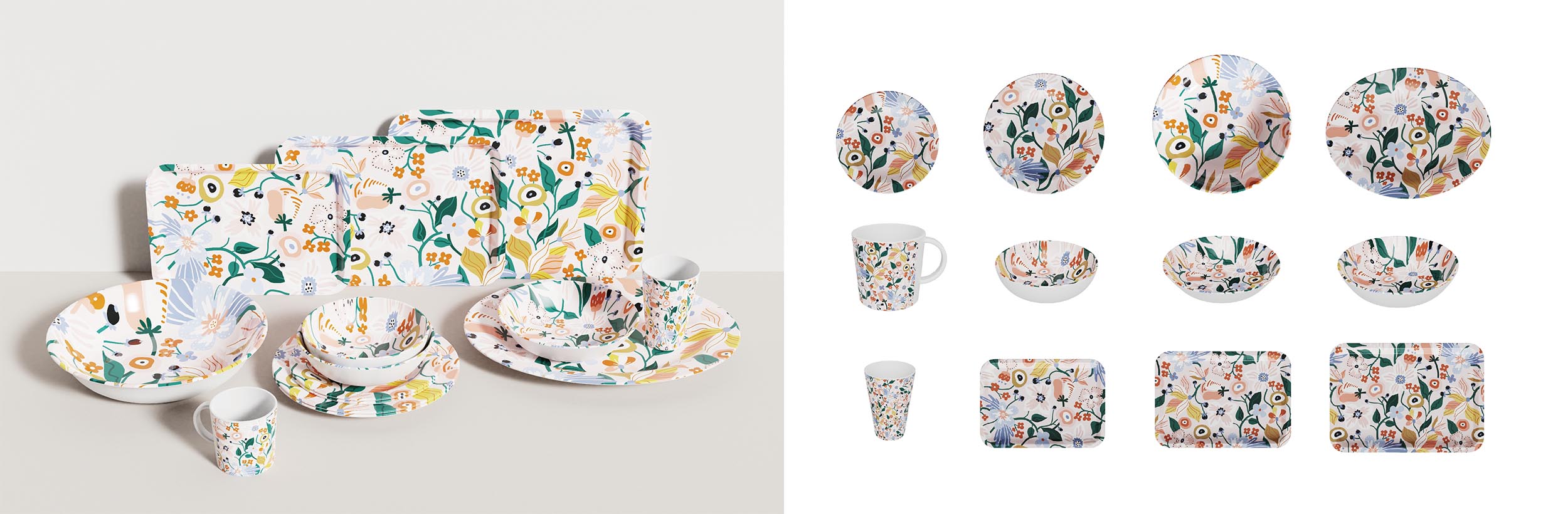 RPET TABLEWARE IN DIFFERENT PRINT