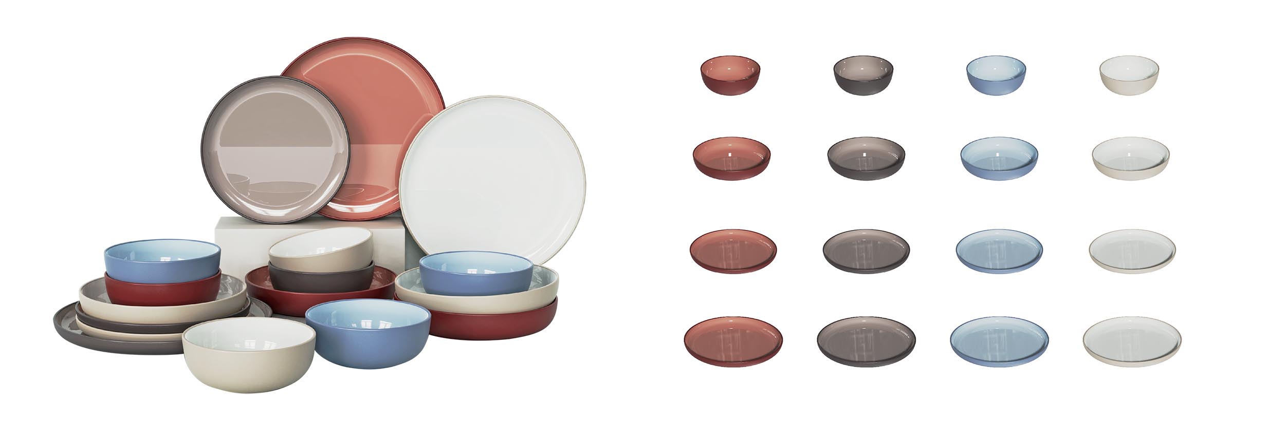 recycled PET tableware in different styles