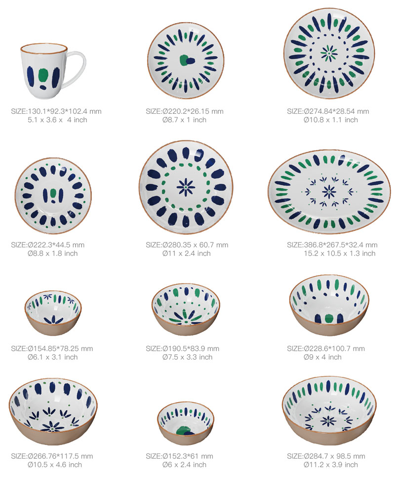 rpet plates and bowls in different sizes
