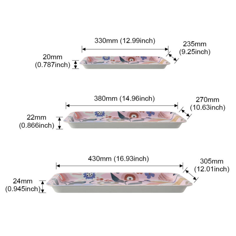 sizes of the RPET dinner trays