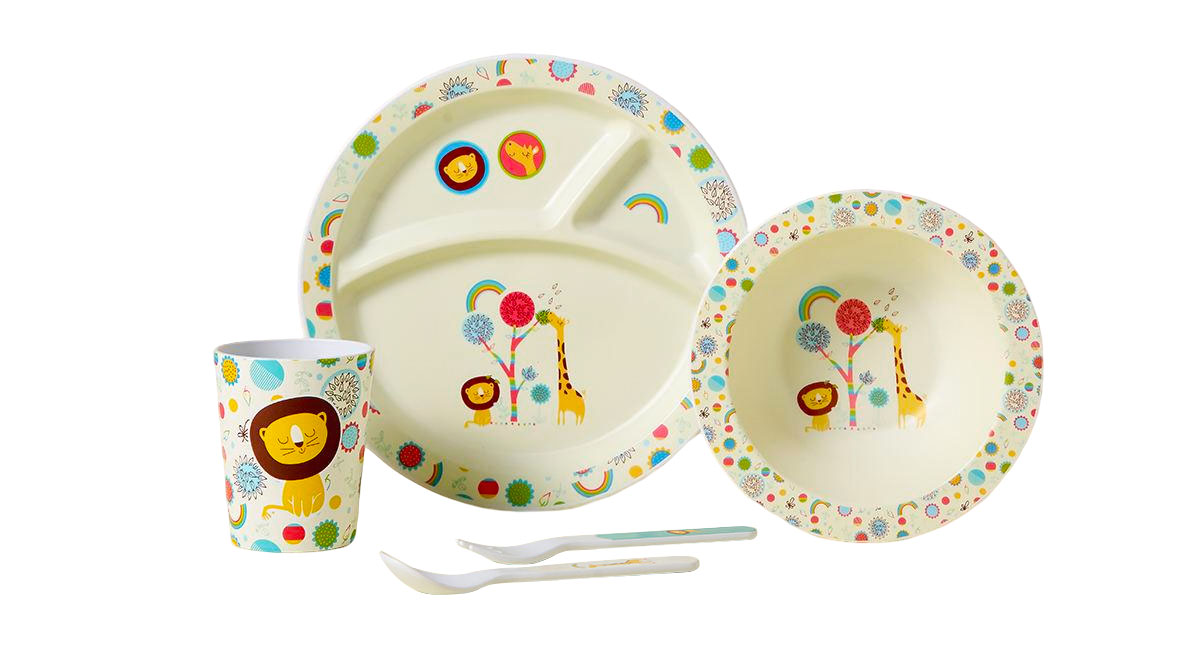 plastic kids dinner set with print