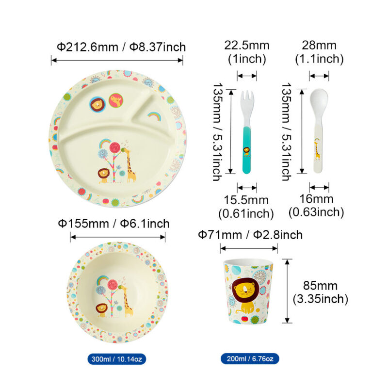sizes of the children dinnerware set