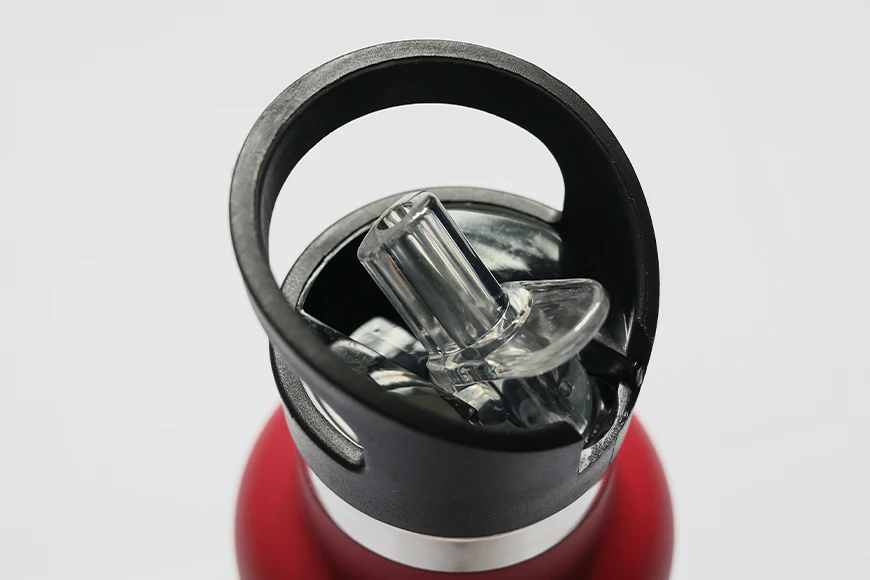 two tone gradient stainless steel bottle lid detail with flip top cap