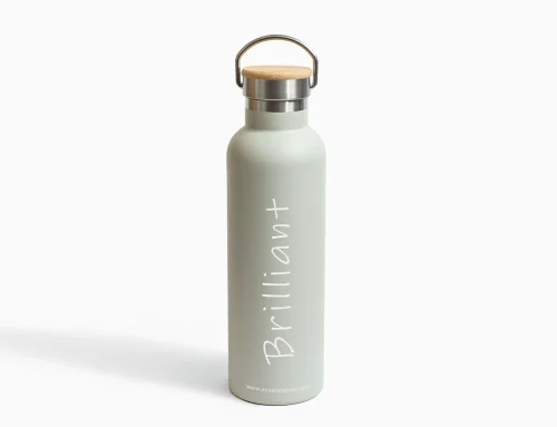 Insulated Stainless Steel Bottle with Bamboo Lid & Carry Handle