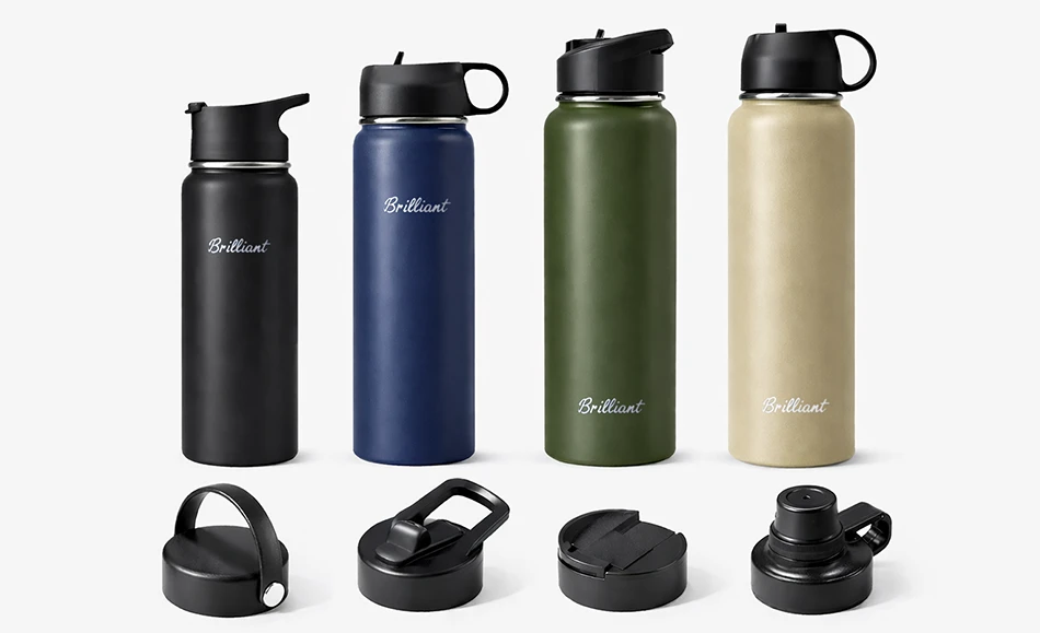 custom stainless steel water bottles with interchangeable lid options