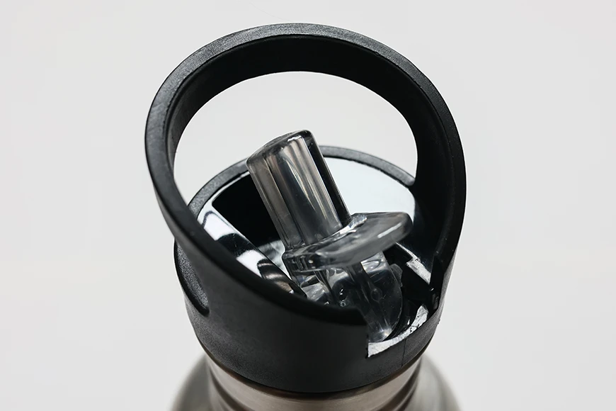 Single Wall Stainless Steel Water Bottle Flip Spout Opens
