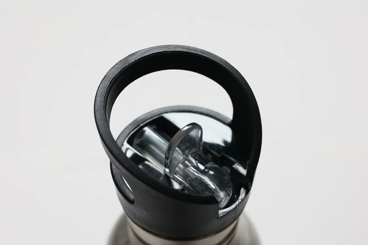 Single Wall Stainless Steel Water Bottle Flip Spout Opens