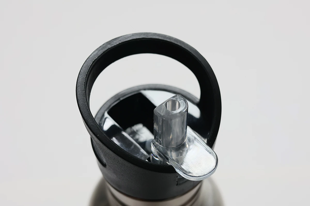 Single Wall Stainless Steel Water Bottle Flip Spout Opens