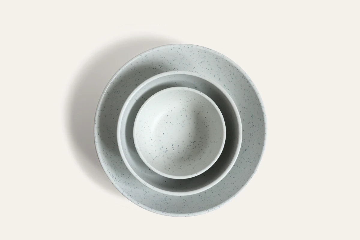 Stackable Snow Speckle RPET Nesting Bowl Set