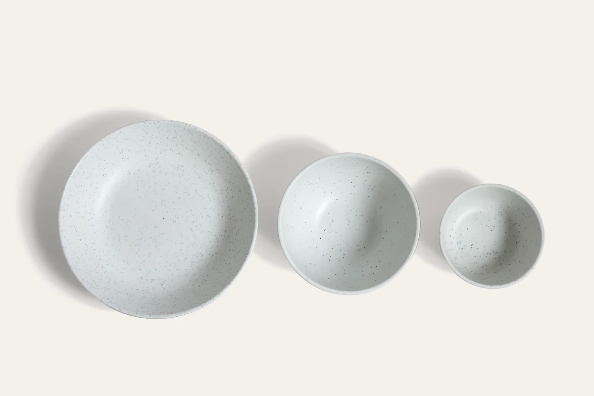 Snow Speckle RPET Bowl Set Bottom View