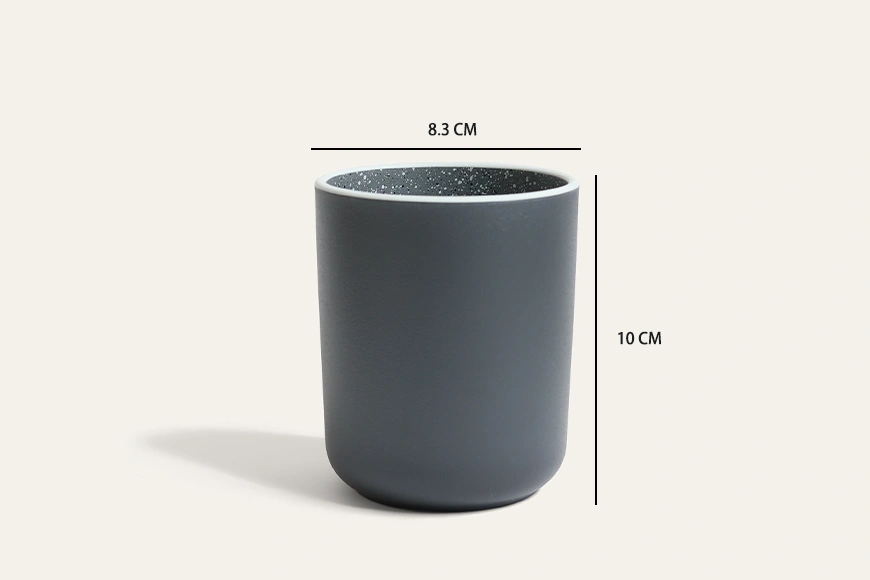 Stoneware-inspired recycled PET tumbler cup dimensions 8.3 cm diameter by 10 cm height