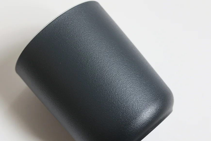Close-up of matte textured exterior on recycled PET tumbler cup