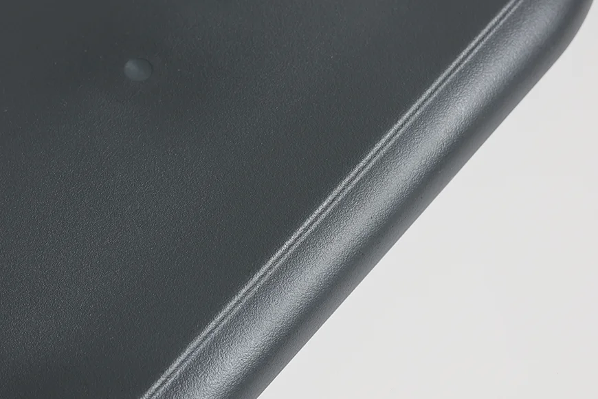 Matte textured underside detail of recycled PET oval serving tray
