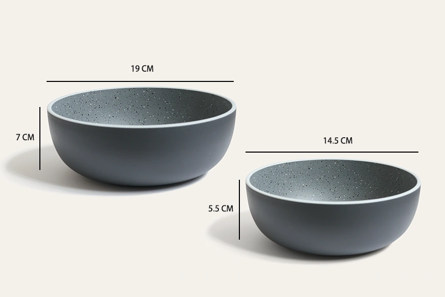Stoneware-inspired recycled PET deep serving bowl set dimensions