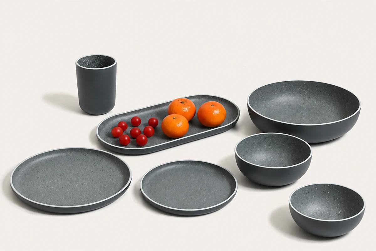 Terra Speckle Stoneware-Inspired Recycled PET Dinnerware Set