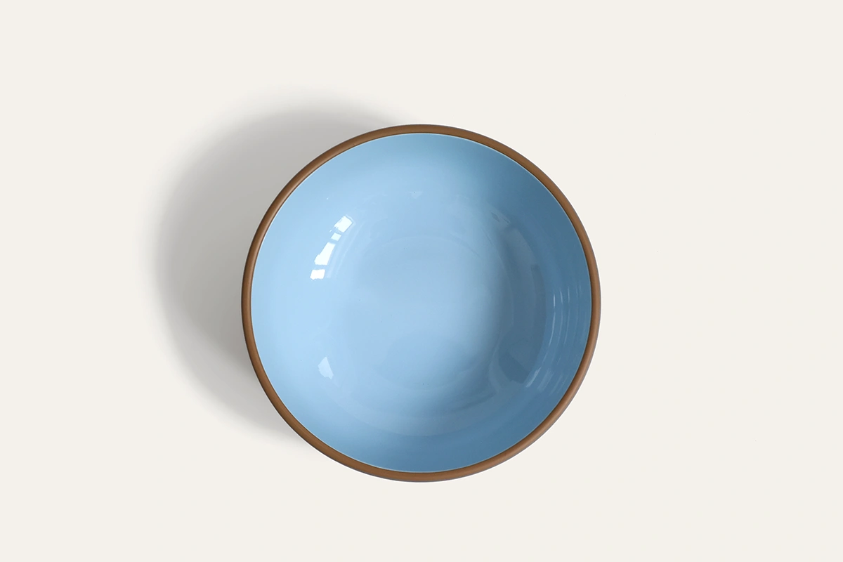 Overhead View of Two-Tone Recycled PET Rice Bowl