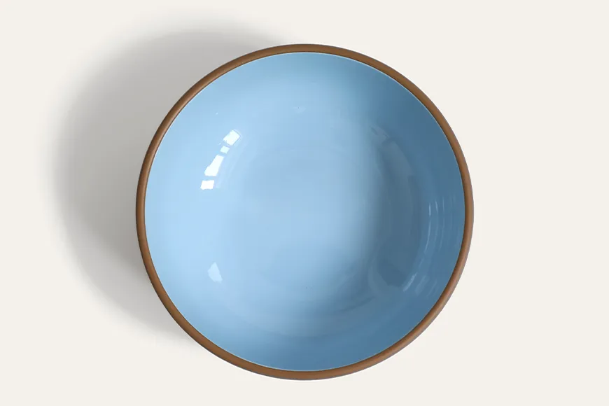 Top View of Azure Rim Gloss Recycled PET Rice Bowl