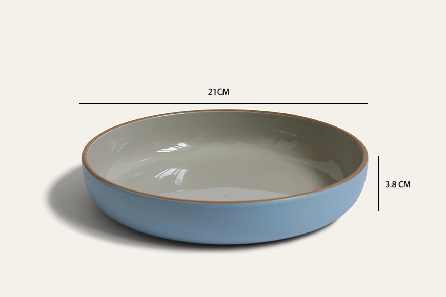 Azure Rim Recycled PET Salad Bowl Dimensions 21 × 3.8 cm