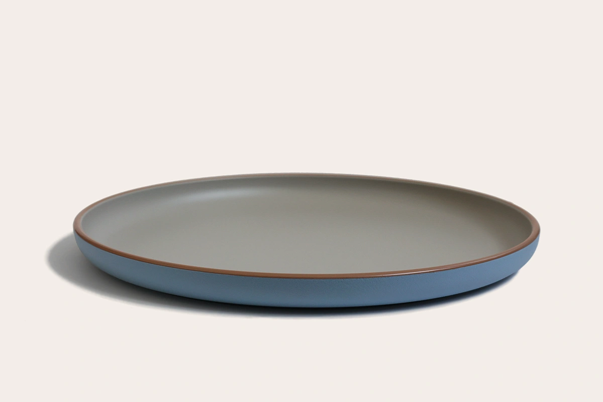 Matte Grey Surface Detail of Azure Rim Dinner Plate
