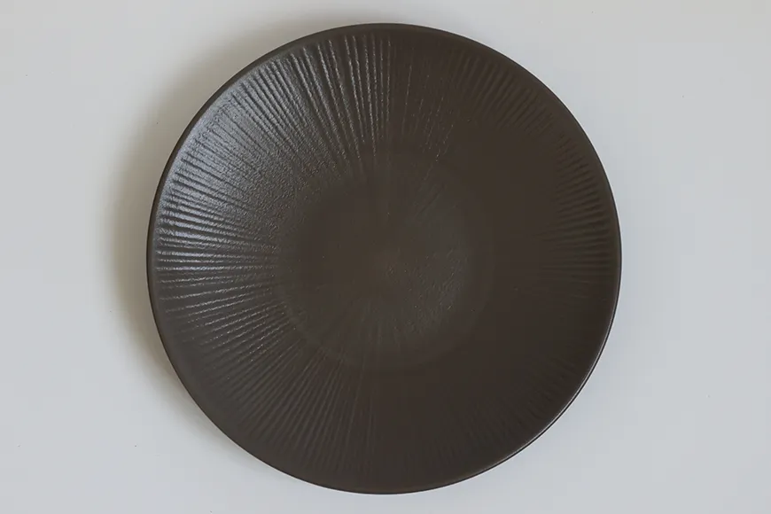 Top View of Radiant Texture Charcoal Gray Pasta Plate