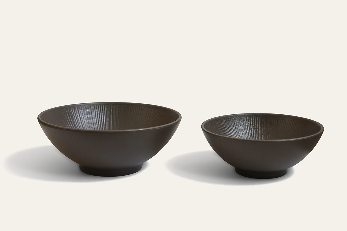Radiant Texture Charcoal Gray Bowl Set