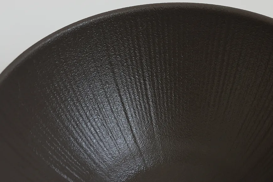 Close-Up of Charcoal Gray Bowl Exterior Surface Texture