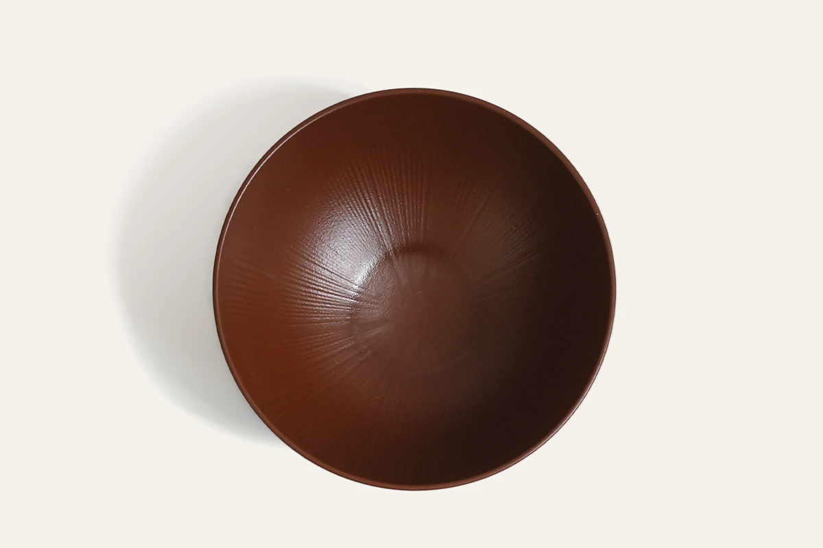 Top View of Radiant Texture Chestnut Brown Bowl