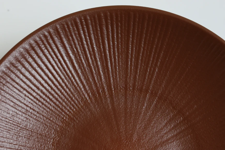 Close-up of Radiant Texture Chestnut Brown Plate Interior Texture