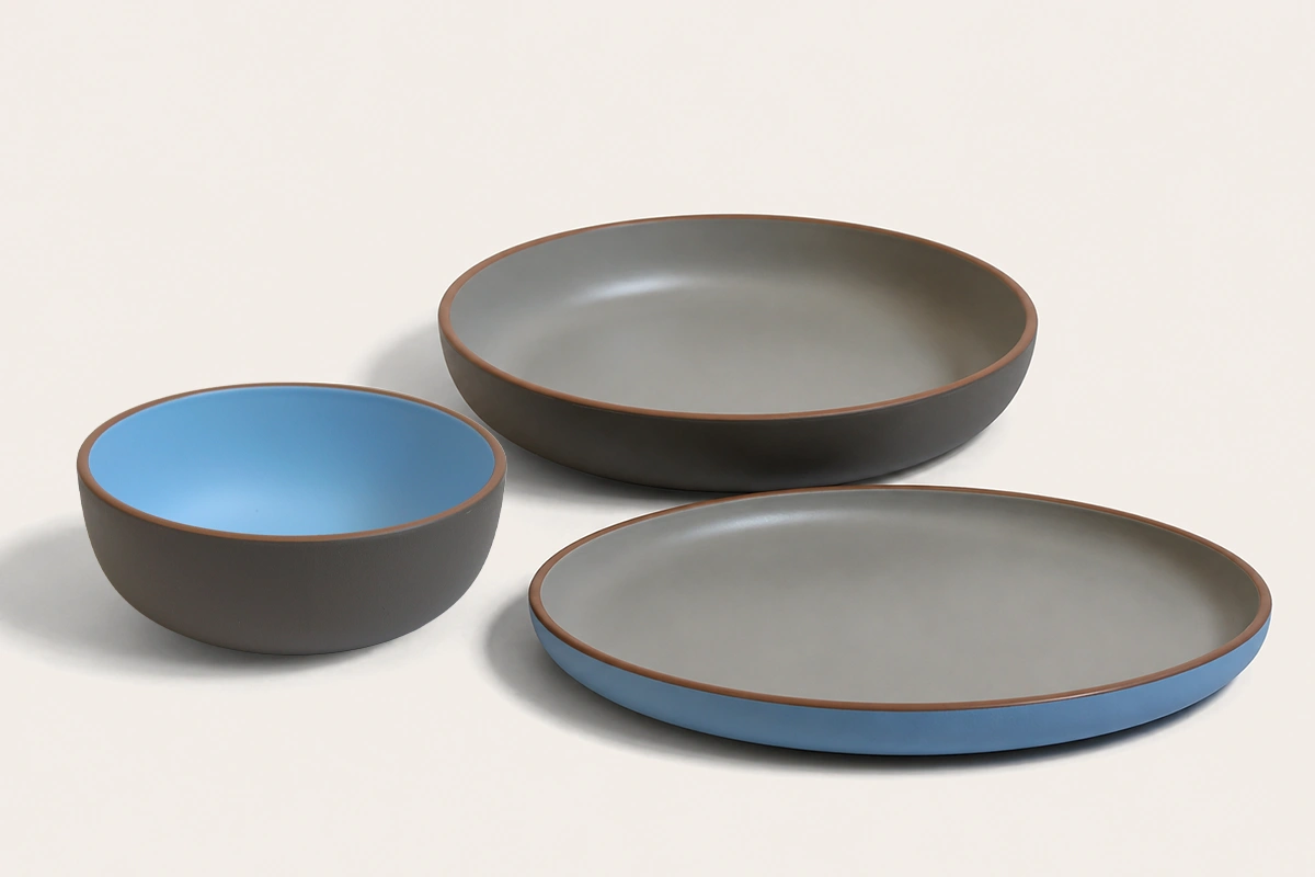 Azure Rim Matte Recycled PET Tableware Set
