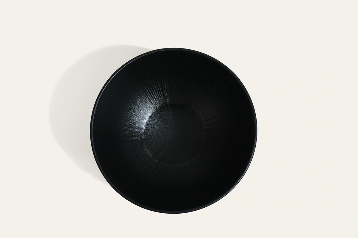 Overhead View of Matte Black Recycled PET Bowl