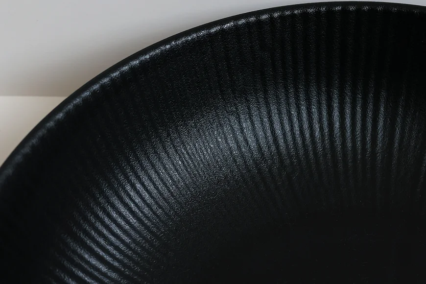 Radiant Texture Matte Black Serving Bowl Interior Texture Detail
