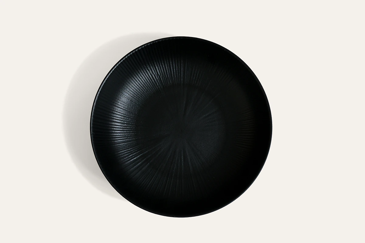 Top View of Radiant Texture Matte Black Serving Bowl
