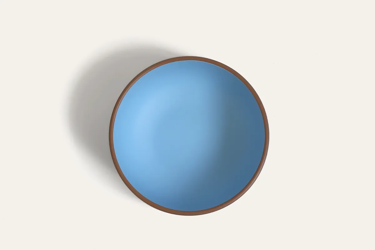 Top View of Azure Rim Matte Salad Bowl